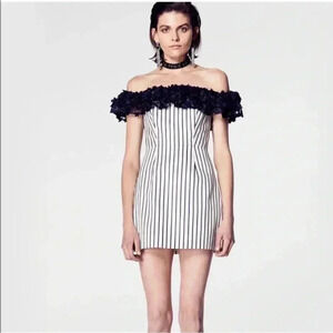 ATOIR Minor‎ Miracles Mini Dress Striped Print 3D Flowers Size 4 Small